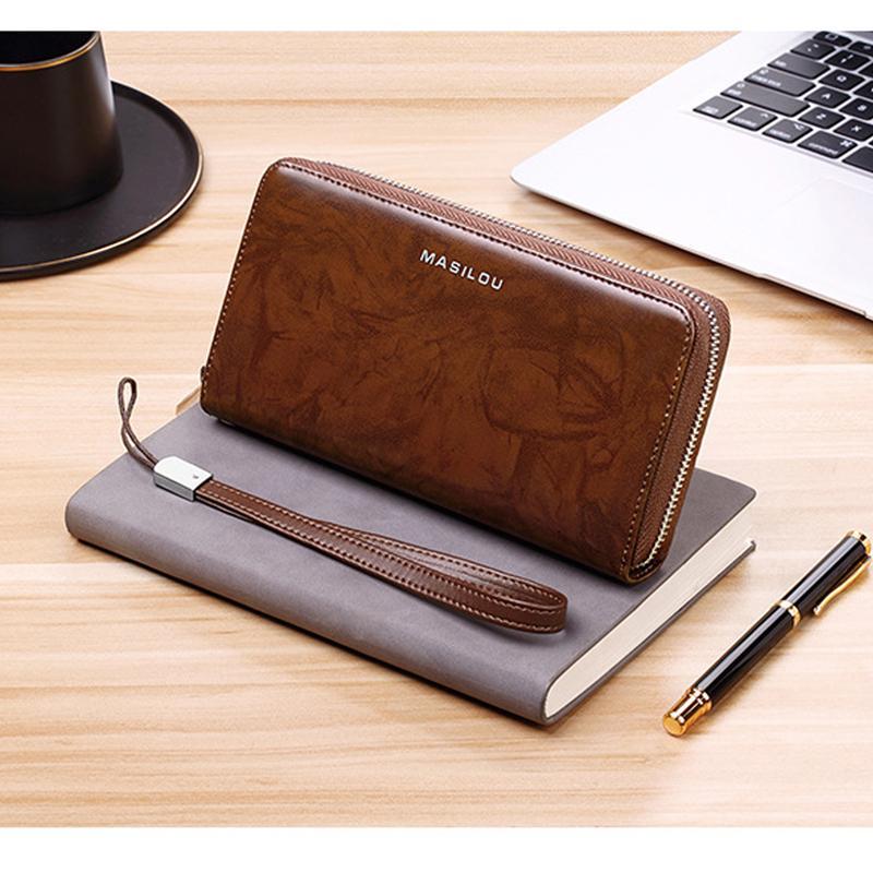 RFID Blocking Long Wallet Unisex PU Leather Card Holder