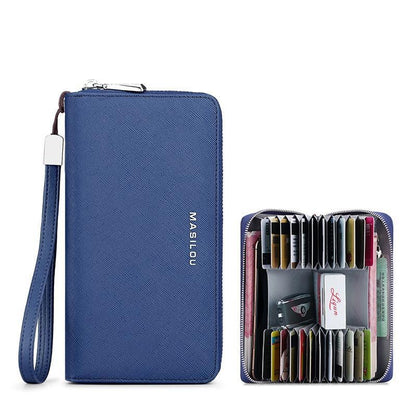 RFID Blocking Long Wallet Unisex PU Leather Card Holder