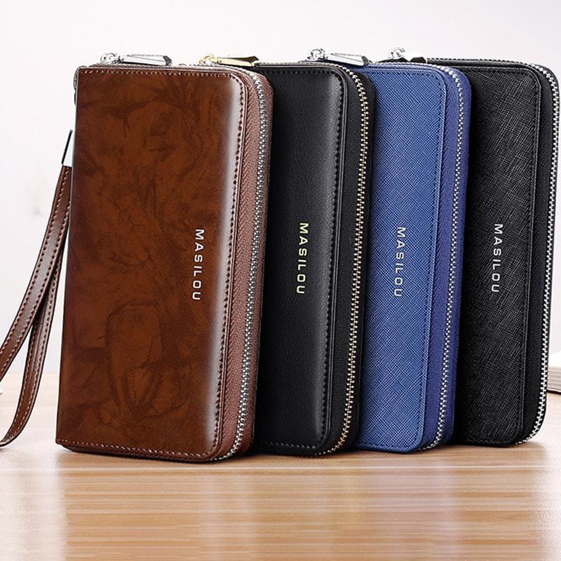 RFID Blocking Long Wallet Unisex PU Leather Card Holder