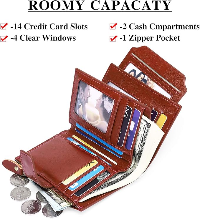 RFID Blocking Wallet Compact Card Holder Coin Purse