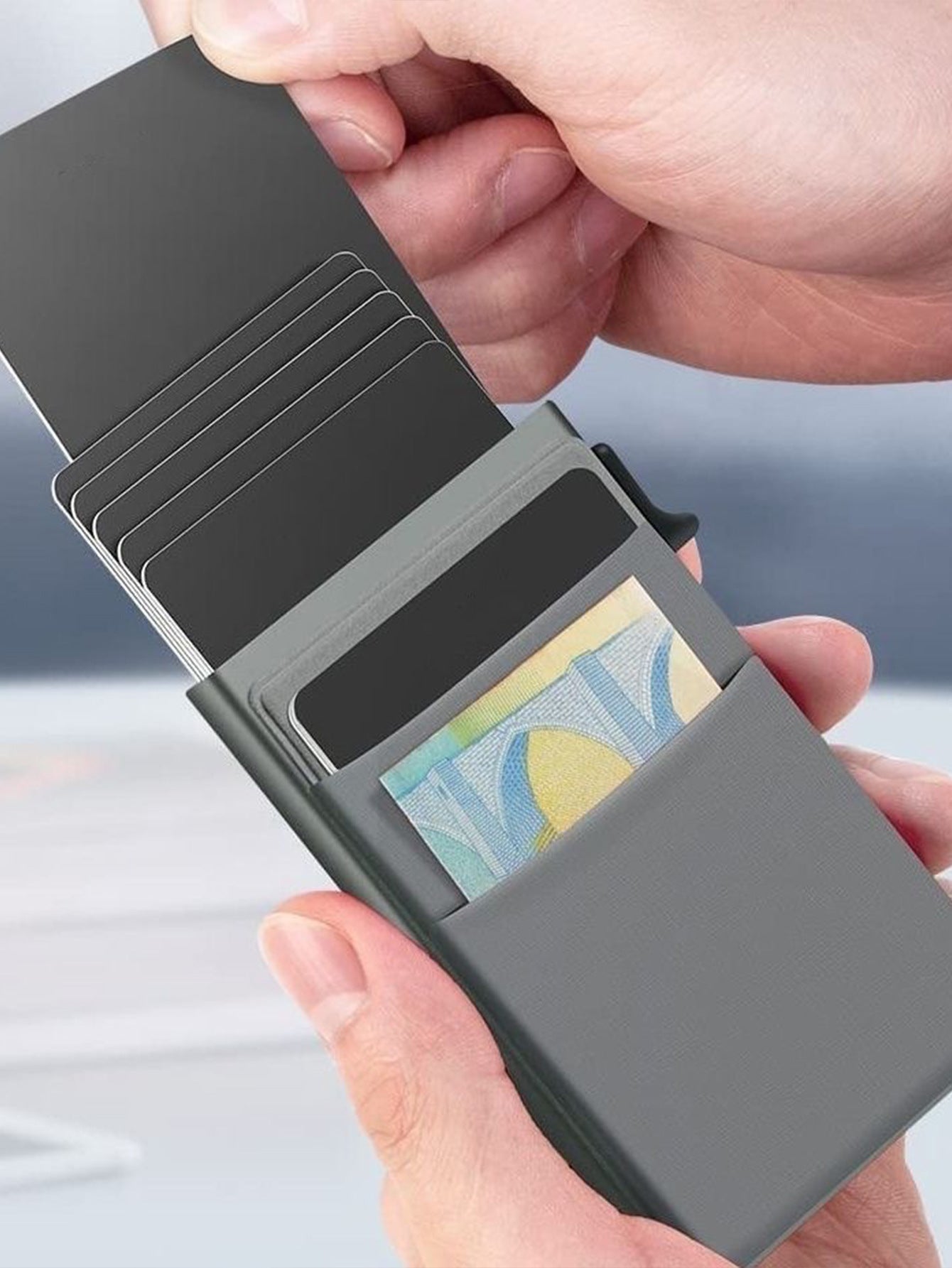 RFID Credit Card Holder Slim Mini Metal Wallet for Men