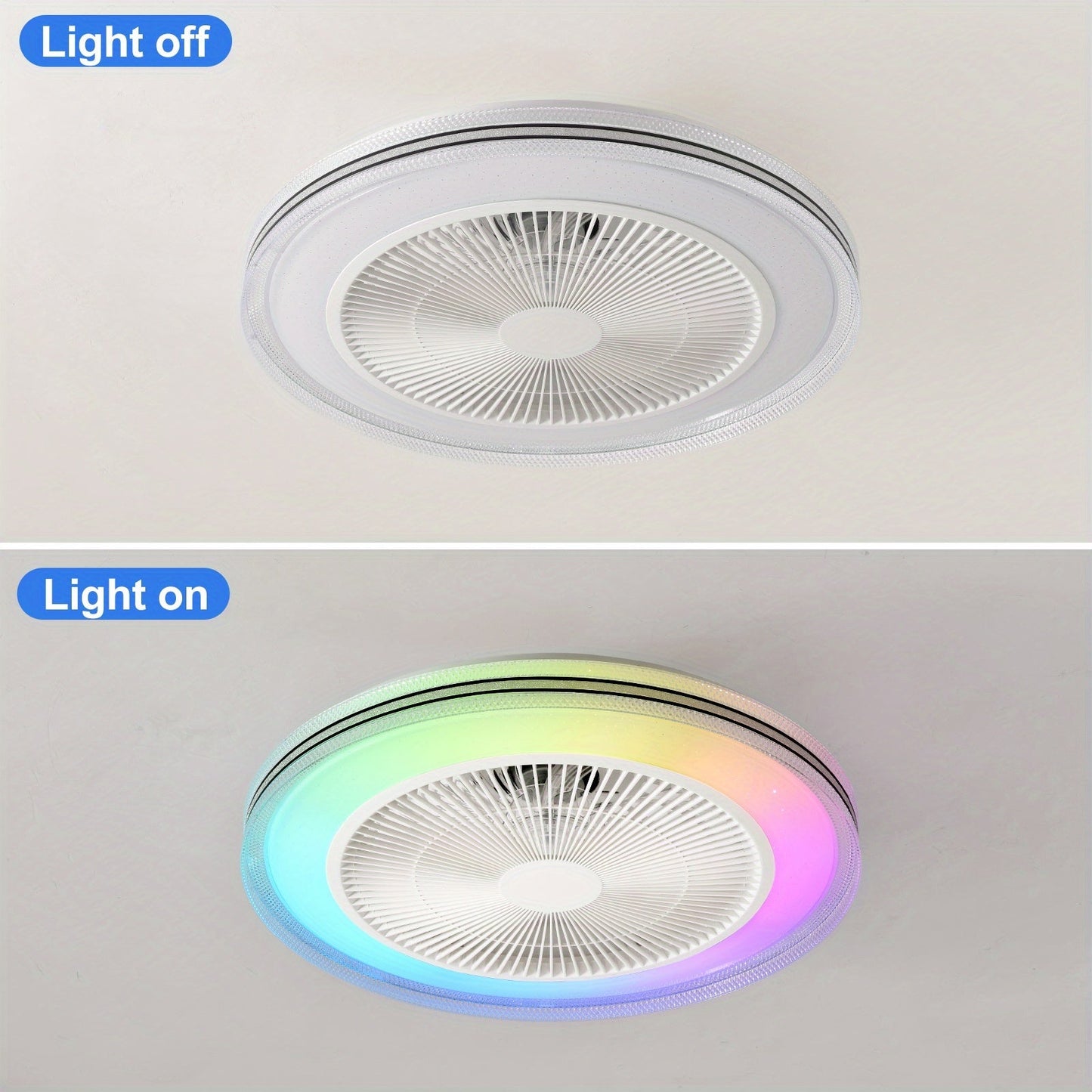 RGB Ceiling Fan LED Light Remote Control Low Profile Ceiling Fan