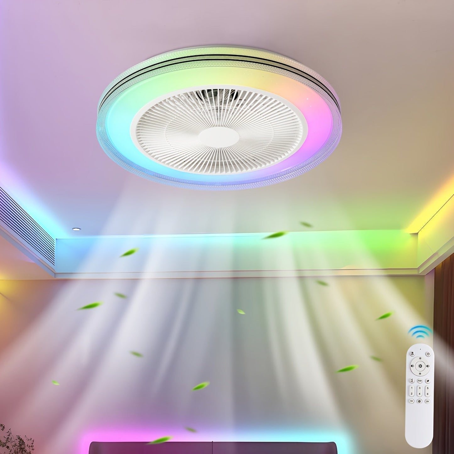 RGB Ceiling Fan LED Light Remote Control Low Profile Ceiling Fan