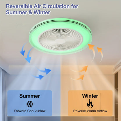 RGB Ceiling Fan LED Light Remote Control Low Profile Ceiling Fan