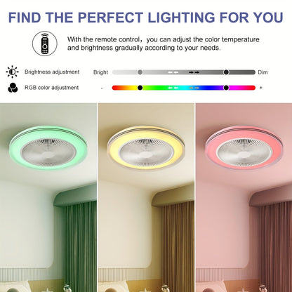 RGB Ceiling Fan LED Light Remote Control Low Profile Ceiling Fan