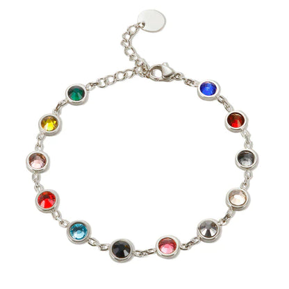 Rainbow Crystal Charm Bracelet Adjustable Gold Silver