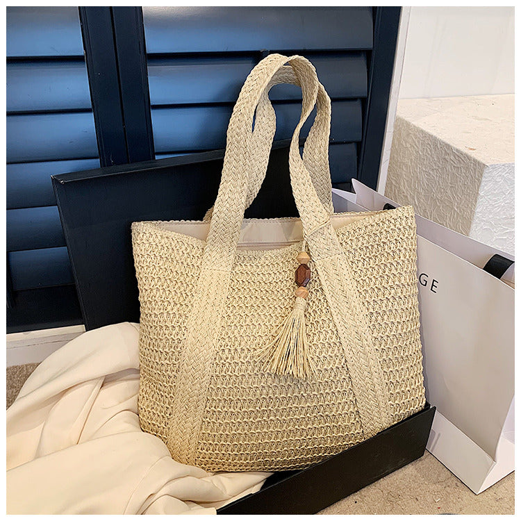Rattan Handbag Women Woven Shoulder Tote Bag