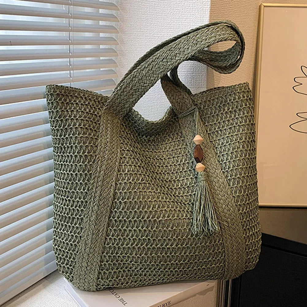 Rattan Handbag Women Woven Shoulder Tote Bag