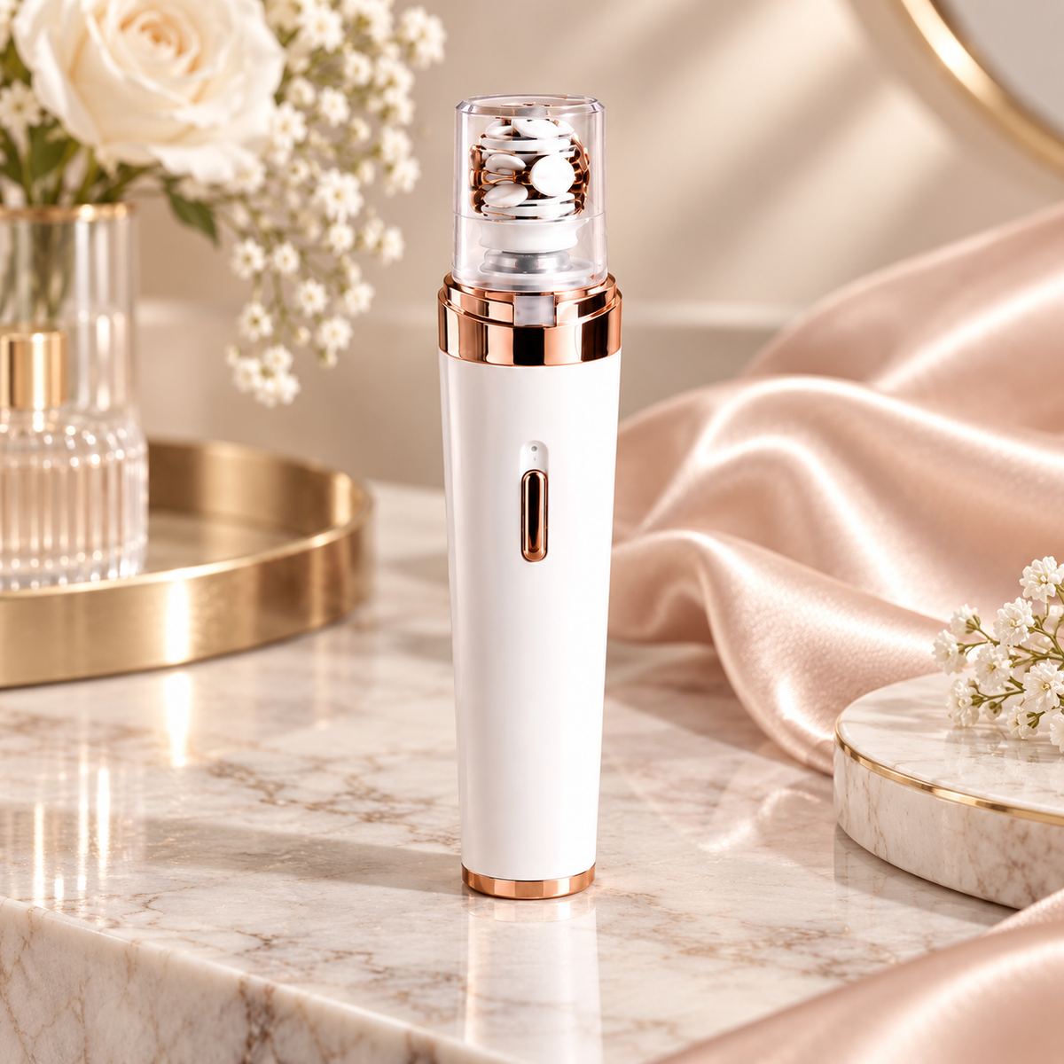 Rechargeable Facial Hair Remover with Gentle Protective Head and Quiet Operation