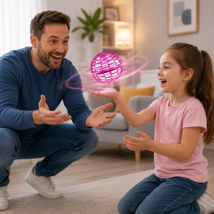 Rechargeable Flying Ball Toy with LED Lights and Interactive Hovering Action