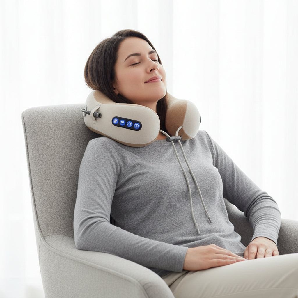 Rechargeable Heated Neck Massage Pillow U Shaped Support Cushion