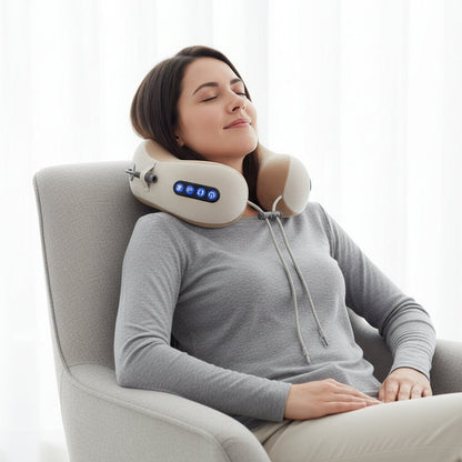 Rechargeable Heated Neck Massage Pillow U Shaped Support Cushion