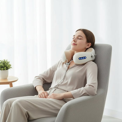 Rechargeable Heated Neck Massage Pillow U Shaped Support Cushion