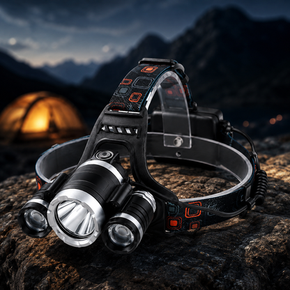 Oplaadbare led-hoofdlamp met verstelbare band en 4 verlichtingsstanden