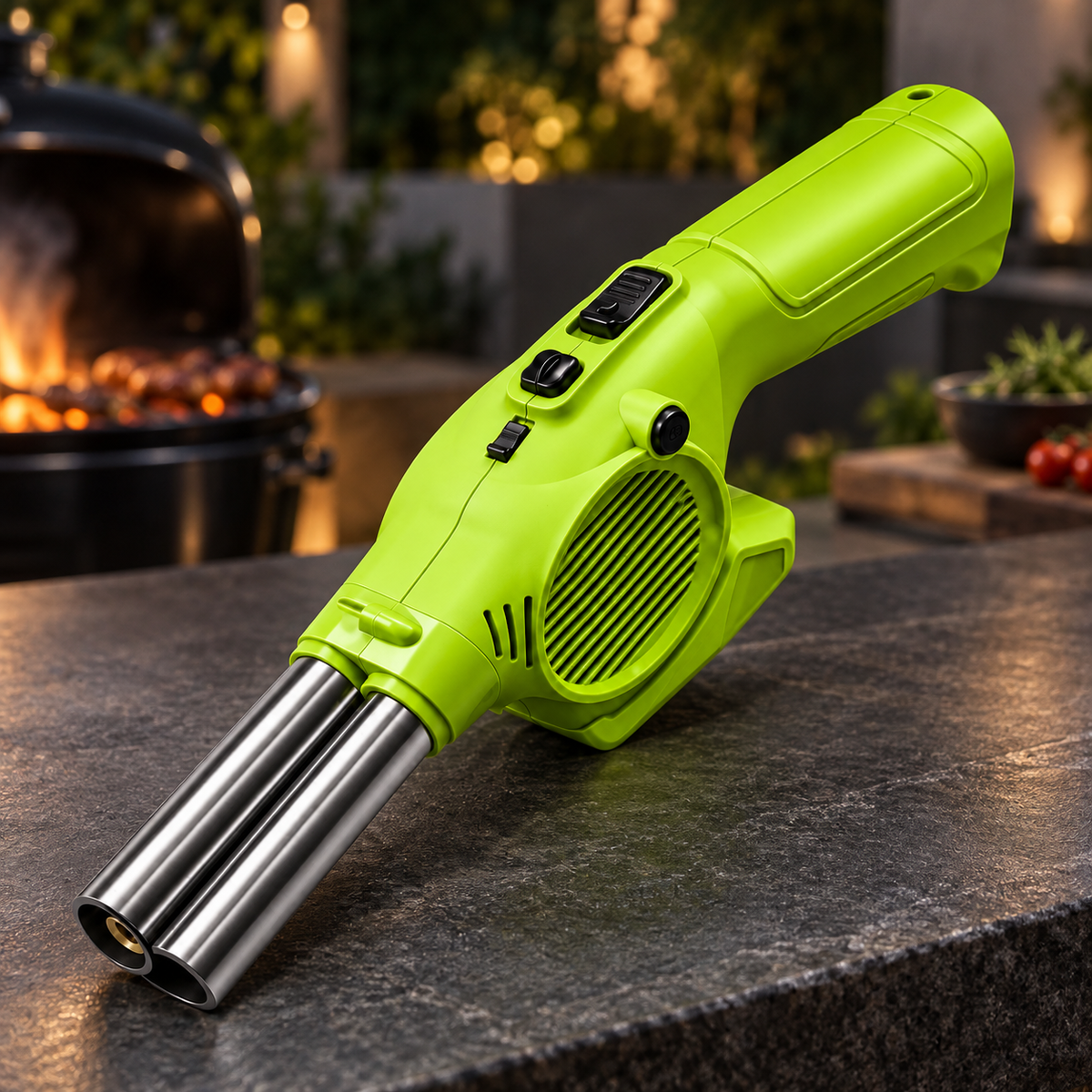 Refillable Butane BBQ Lighter with Battery-Powered Blower