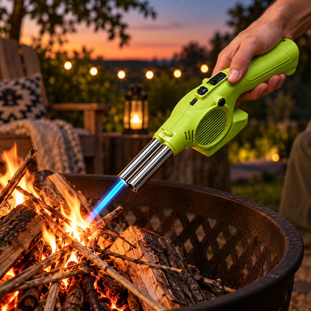 Refillable Butane BBQ Lighter with Battery-Powered Blower