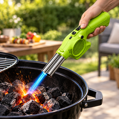 Refillable Butane BBQ Lighter with Battery-Powered Blower