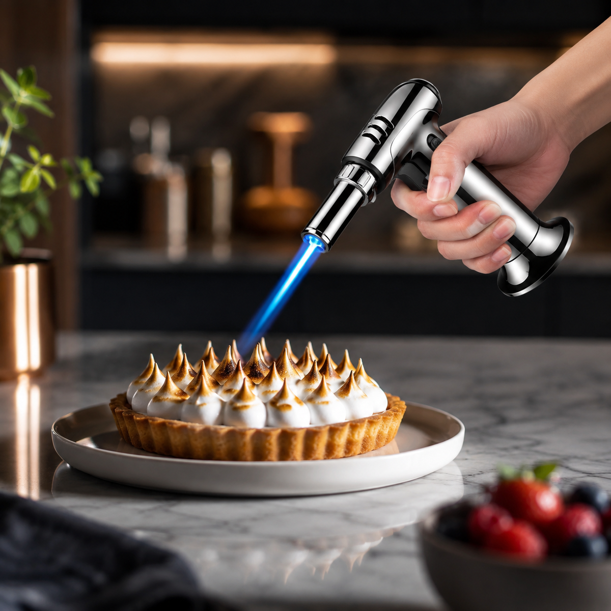 Refillable Butane Kitchen Torch with Adjustable Flame for Caramelising, Browning and Cooking