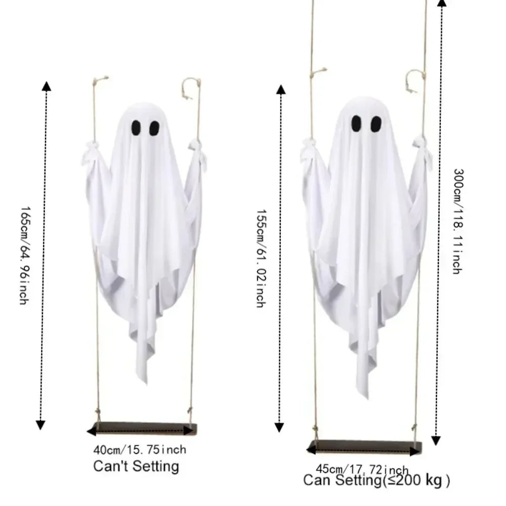 Remote Controlled LED Ghost Halloween Hanging Swing Decoration