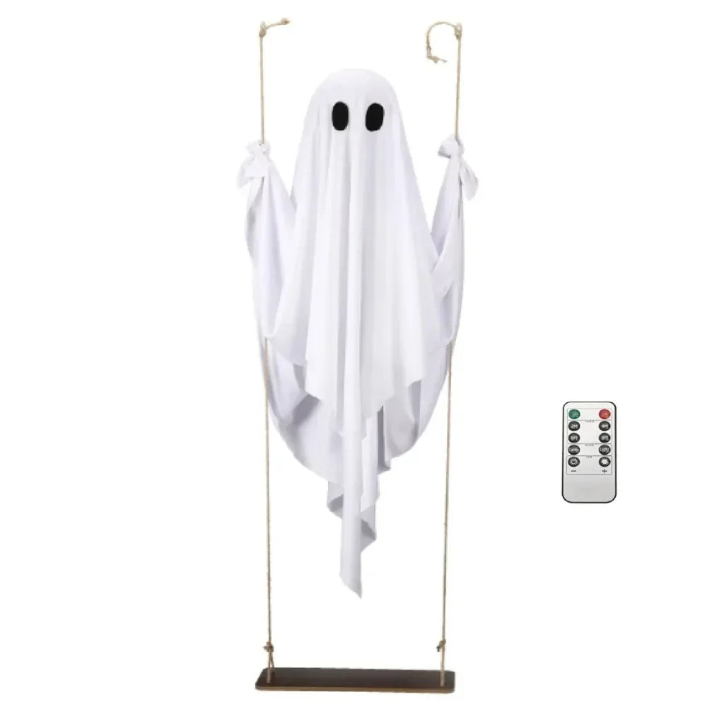 Remote Controlled LED Ghost Halloween Hanging Swing Decoration