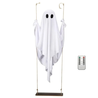 Remote Controlled LED Ghost Halloween Hanging Swing Decoration
