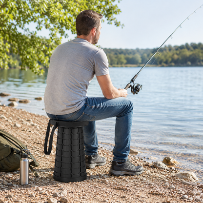 Retractable Camping Stool with Adjustable Height and Carrying Strap