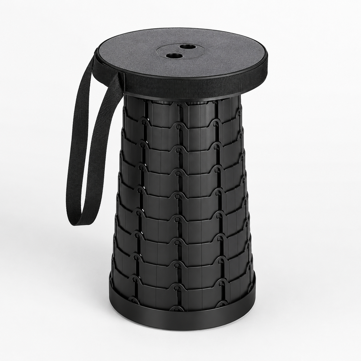 Retractable Camping Stool with Adjustable Height and Carrying Strap