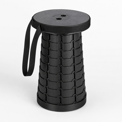 Retractable Camping Stool with Adjustable Height and Carrying Strap