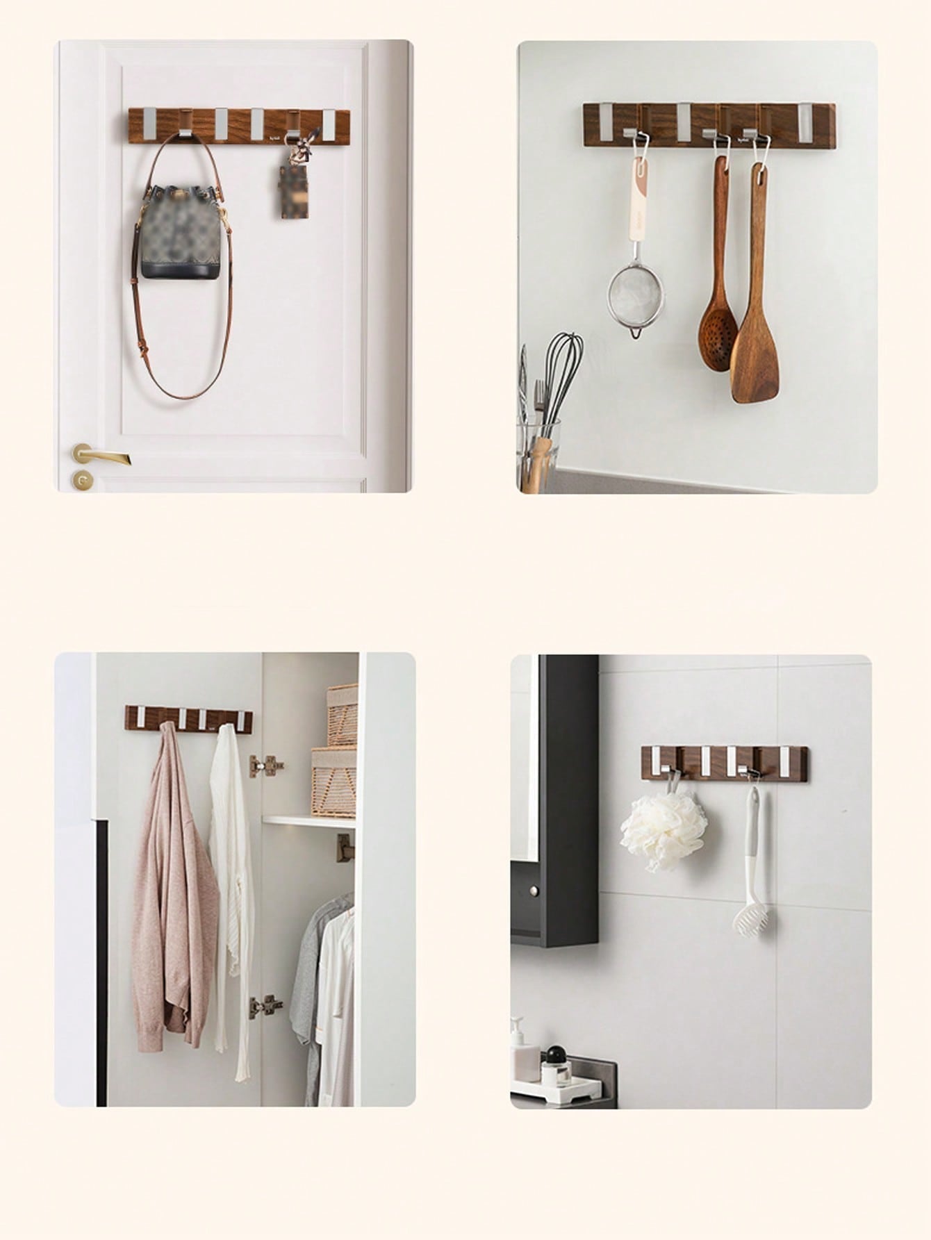 Retractable Wall Coat Rack Space Saving Hook Organizer