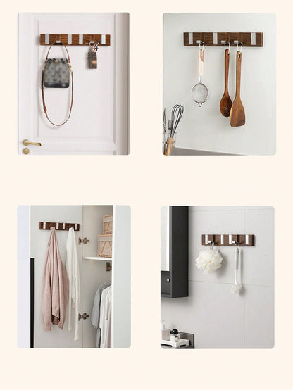 Retractable Wall Coat Rack Space Saving Hook Organizer