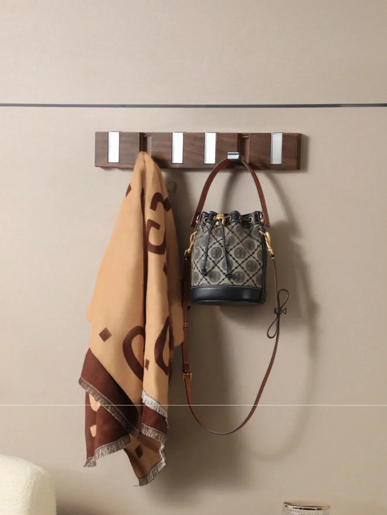 Retractable Wall Coat Rack Space Saving Hook Organizer