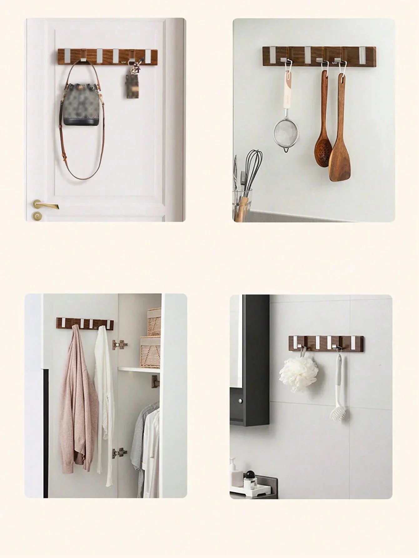 Retractable Wall Coat Rack Space Saving Hook Organizer