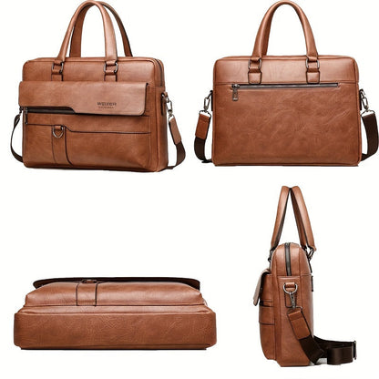 Retro Leather Messenger Bag Business Shoulder Briefcase