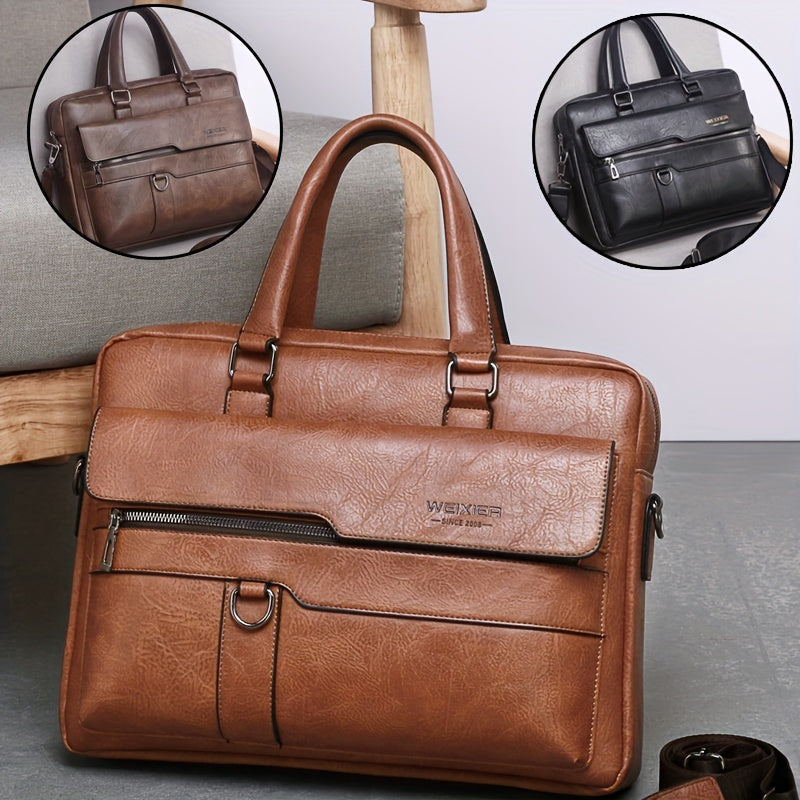 Retro Leather Messenger Bag Business Shoulder Briefcase
