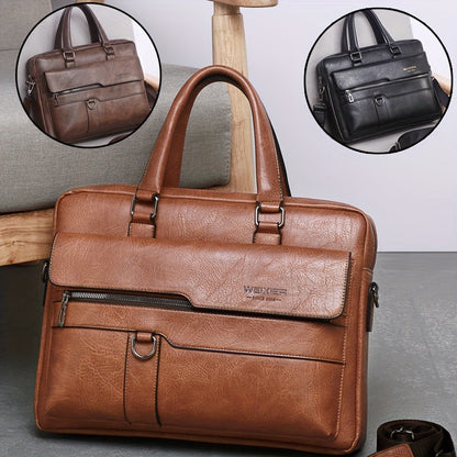 Retro Leather Messenger Bag Business Shoulder Briefcase