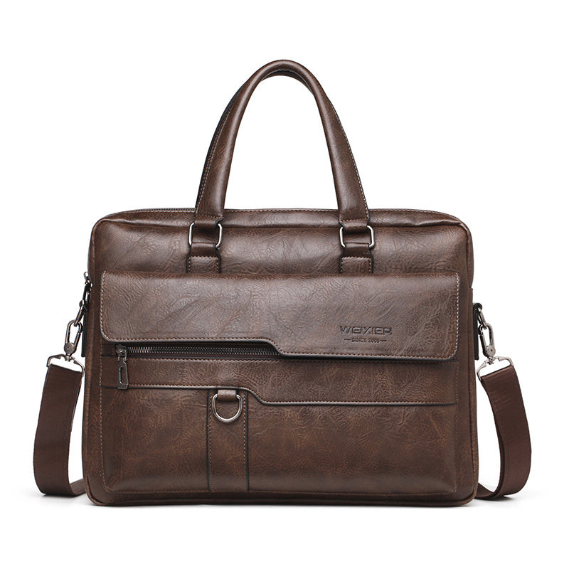 Retro Leather Messenger Bag Business Shoulder Briefcase
