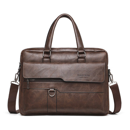 Retro Leather Messenger Bag Business Shoulder Briefcase
