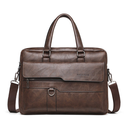 Retro Leather Messenger Bag Business Shoulder Briefcase