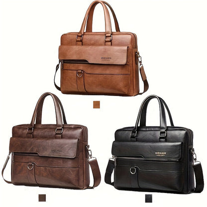 Retro Leather Messenger Bag Business Shoulder Briefcase