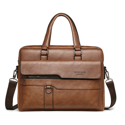 Retro Leather Messenger Bag Business Shoulder Briefcase