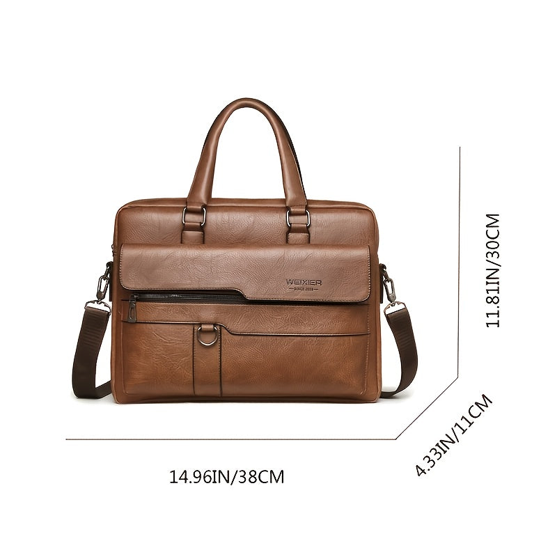 Retro Leather Messenger Bag Business Shoulder Briefcase