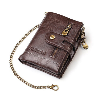 Retro Leather Wallet Chain Wallet Card Holder Purse