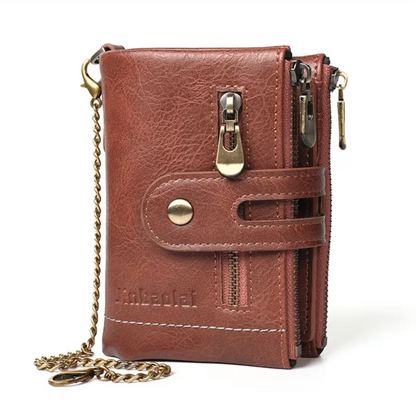Retro Leather Wallet Chain Wallet Card Holder Purse