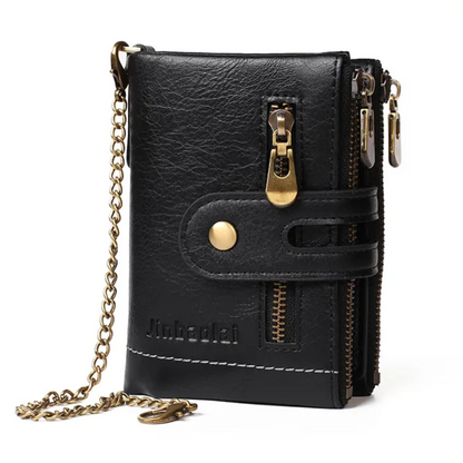 Retro Leather Wallet Chain Wallet Card Holder Purse
