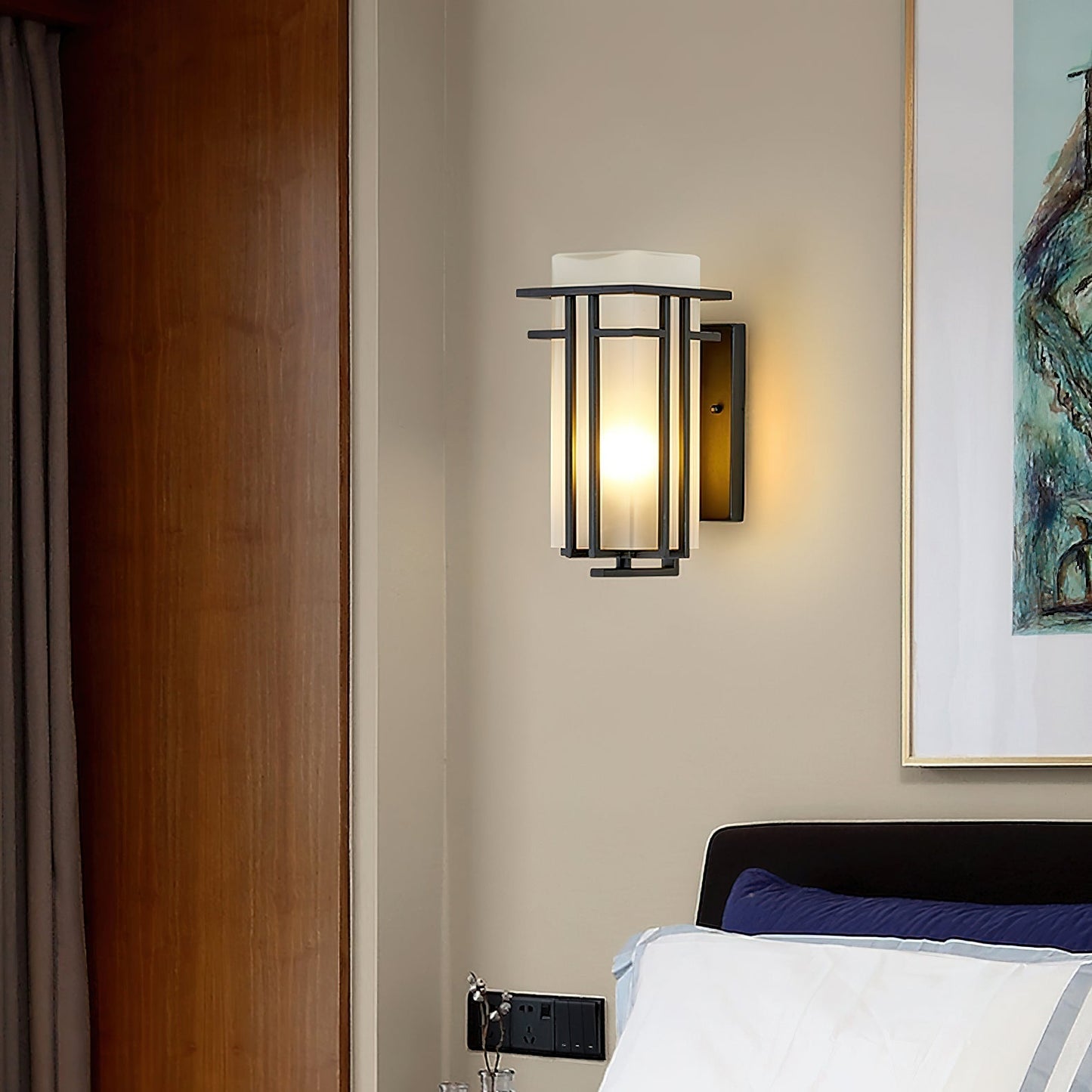 Retro Outdoor Wall Lantern Waterproof Iron Glass Light