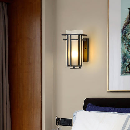 Retro Outdoor Wall Lantern Waterproof Iron Glass Light