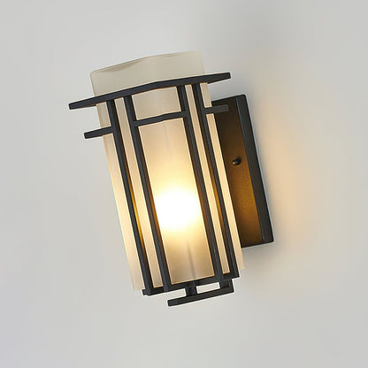 Retro Outdoor Wall Lantern Waterproof Iron Glass Light