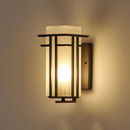 Retro Outdoor Wall Lantern Waterproof Iron Glass Light