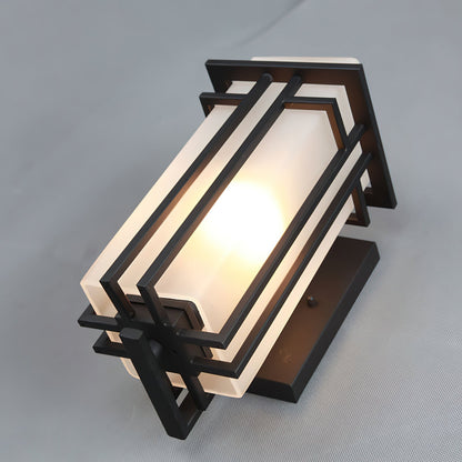 Retro Outdoor Wall Lantern Waterproof Iron Glass Light
