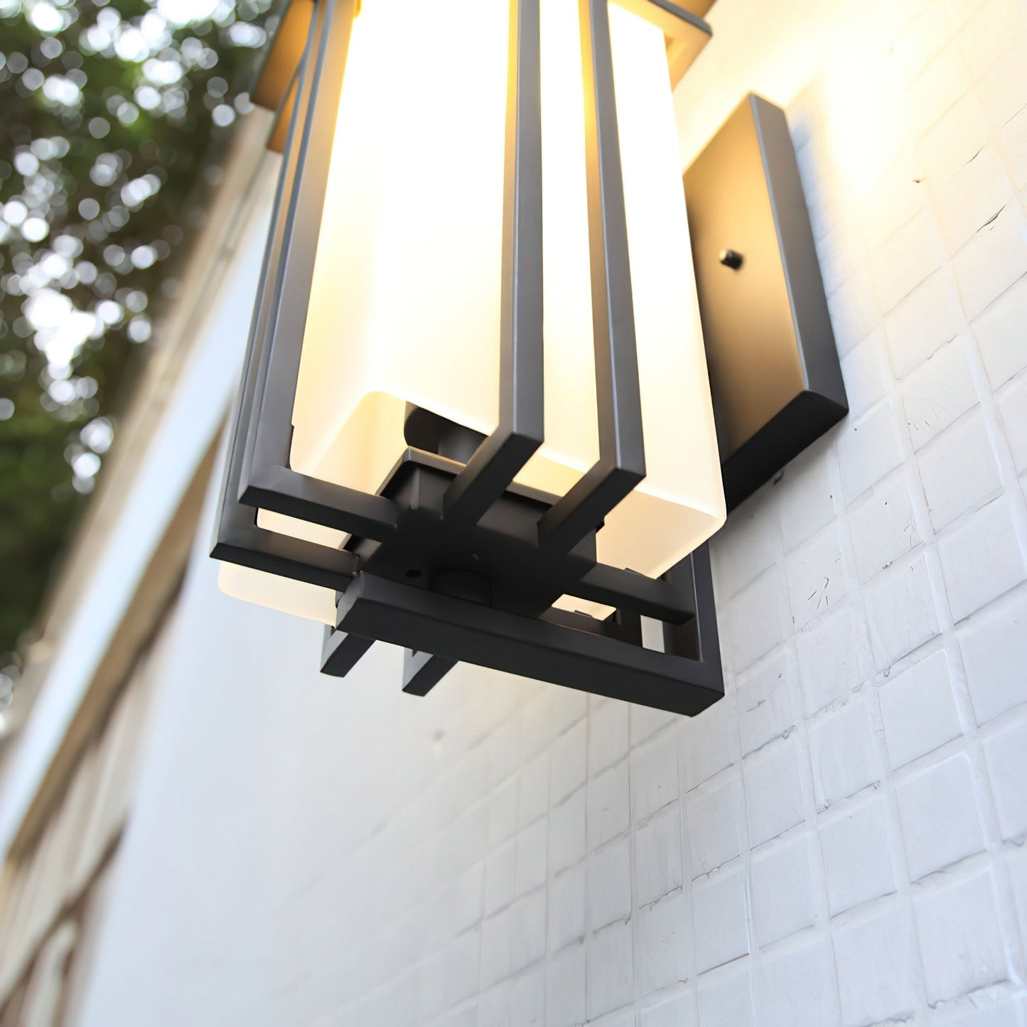 Retro Outdoor Wall Lantern Waterproof Iron Glass Light